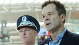 NSW Attorney General Mark Speakman (right) with NSW Police Force Commissioner Mick Fuller. Picture: John Feder